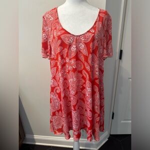 Show Me Your MuMu SMYM Kylie Mini Swing Dress Red White V neck XL